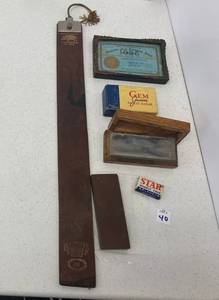 lot 40 image: Group Of Misc Vintage Barber Items And more