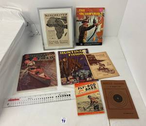 lot 48 image: Group Of Vintage Fishing And Hunting Literature including Winchester & Federal Advertising Pieces