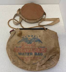 lot 66 image: Vintage Wenzel 2 Gallon Water Bag And Vintage Canteen