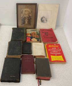 lot 72 image: Group Of Vintage Bibles , Cookbooks And More