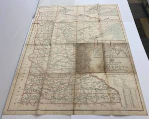 lot 74 image: Vintage Post Route Map Of The State Of Minnesota