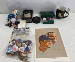 lot 102 image: Vintage Misc. Sports Collectibles Including Western Oil And Fuel Company Baseball Poster And More
