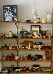 lot 110 image: Five Shelves Full Of Vintage Household Items