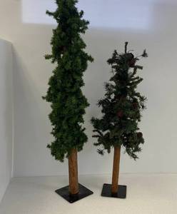 lot 115 image: Two Asian Style Christmas Trees 48 & 37 Tall