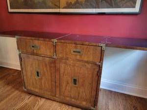 lot 26 image: Pecan Buffet Server with Brass Hardware