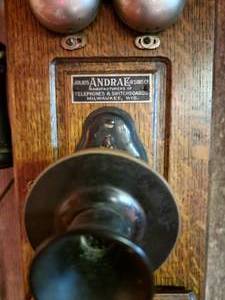 lot 50 image: Antique Andrae Oak Wall Telephone