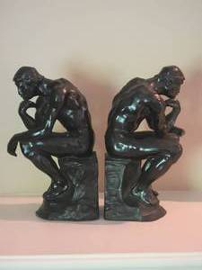 lot 20 image: Metal  The Thinker Bookends