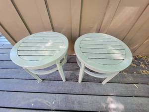 lot 65 image: Petite Wooden Side Table Pair A