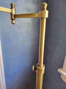 lot 99 image: Brushed Brass Telescoping Swing Arm Floor Lamp