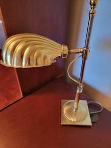 lot 60 image: Brass Shell Shade Telescoping Desk Lamp