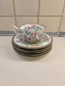 lot 70 image: Coalport Tree of Life Tea Cup and Saucers
