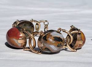 lot 47E image: Bold Quartz Link Bracelet and Sterling Quartz Pendant Necklace