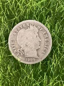 1909 Silver Barber Dime