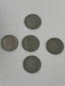 Lot of 5 Liberty V Nickels