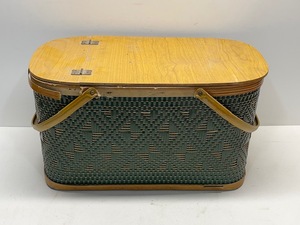 Vintage Woven Wood Picnic Basket