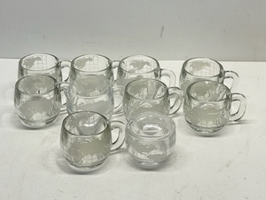 Vintage Nestle Clear Glass World Mugs and Coffee Tea Earth Globe
