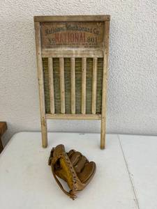 Vintage Baseball Mitt & Washboard