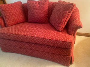 lot 15 image: Vintage Upholstered Small Sofa