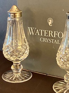 lot 22 image: Waterford Salt and Pepper Shakers w Box