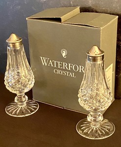 lot 29 image: Pair of Waterford Salt and Pepper Shakers w Box