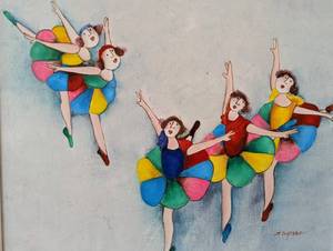 lot 54 image: Framed Ballerinas Painting by Joyce Roybal