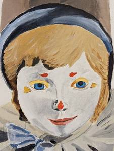 lot 68 image: Framed Vintage Clown Painting
