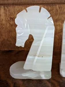 lot 86 image: White Onyx Horse Bookends