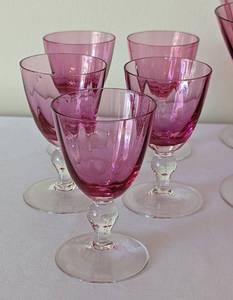 lot 98 image: Cranberry Colored Stemware