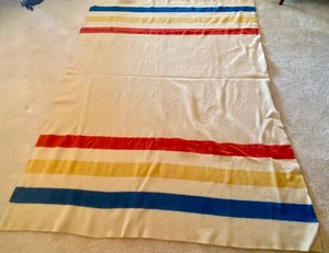 lot 126 image: Vintage Wool Striped Blanket by Orr