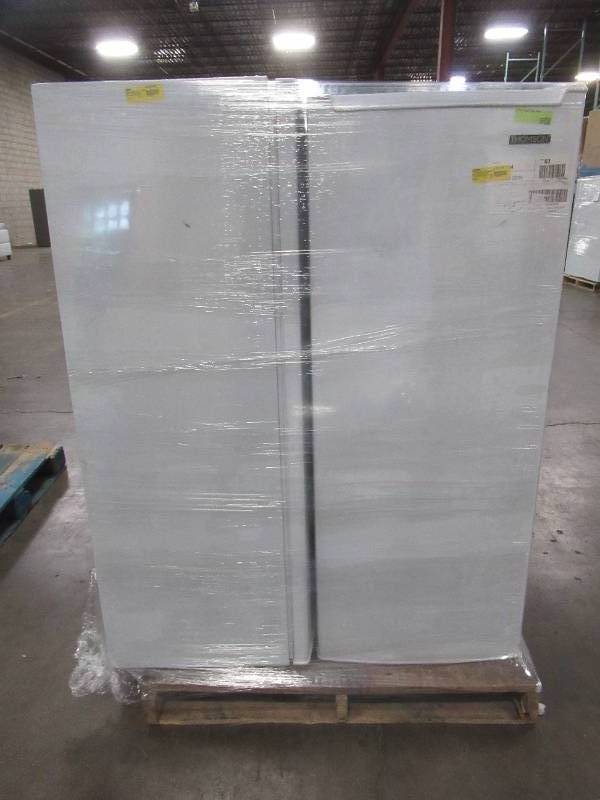 LARGE WHOLESALESALVAGE PALLET (4 Pieces) OF THOMPSON 6.5 VERTICAL FREEZERS AND 7.5 TOP FREEZERREFRIDGERATORS