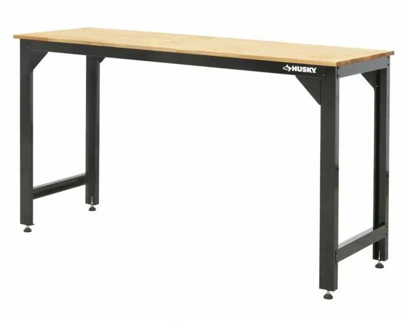 Husky 6 ft. Solid Wood Top Workbench in Black