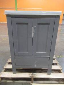 Roswell Gela 24 in. Bath Vanity in Grey with Ceramic Vanity Top - Cracked Top.