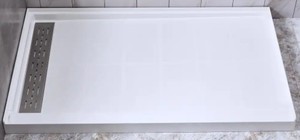 Woodbridge Whalton 60 in. L x 34 in. W Solid Surface Alcove Shower Pan Base with Left Drain in White, HSB4113. Unclaimed Freight.