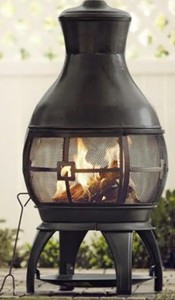 Heatmaxx 45 in. Outdoor Fireplace Wooden Fire Pit, Chimenea, Brown-Black - Looks to be Slightly Used.
