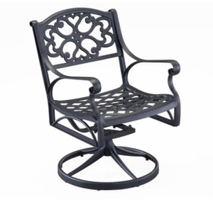 Homestyles Sanibel Black Swivel Rocking Cast Aluminum Outdoor Dining Chair, 6654-53 - Back is not securedattached.