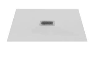 Castico 48 in. L x 34 in. W x 1.125 in. H Alcove Composite Shower Pan Base with Center Drain in White Sand