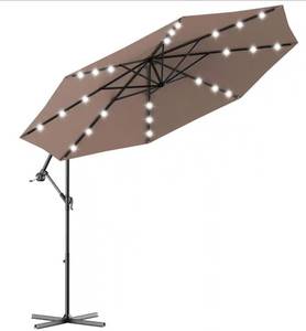 Forclover 10 ft. Steel Cantilever Patio Solar LED Umbrella Sun Shade