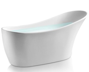 AKDY 59 in. Acrylic Single Slipper Flatbottom Non-Whirlpool Bathtub in Glossy White, BT0125 - Unclaimed Freight
