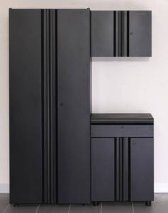 Husky Welded 54 in. W x 75 in. H x 19 in. D Steel Garage Cabinet Set in Black (3-Piece)