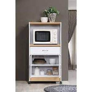 HODEDAH White Microwave Cart with Storage