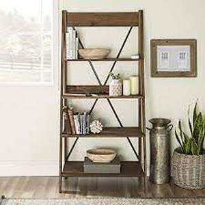 Frankie 68 Solid Wood Ladder Bookshelf - Brown