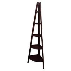 Casual Home 72 in. Espresso Wood 5-shelf Ladder Bookcase with Open Back