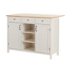 Home Decorators Collection Ivory Kitchen Island with Natural Butcher Block Top