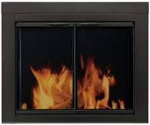 Fireplace Doors Medium Tempered Clear Glass Cabinet-Style Classic Black Finish