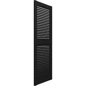 15 in. x 48 in. Louvered Vinyl Exterior Shutters Pair in Black (pack of 3, total of 6)