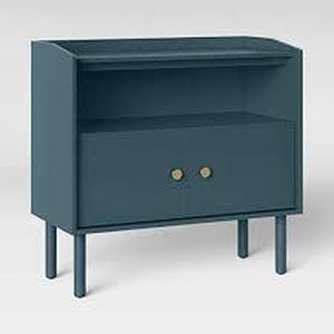 Blu Dot Design & Manufacturing Wiley 2-Door Accent Gold Finish Handles Cabinet - Project 62 (Blue)