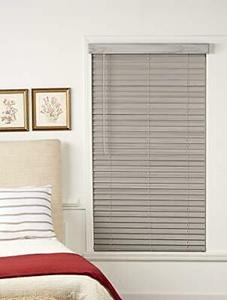 Faux Wood Blind, Gray-Cordless
