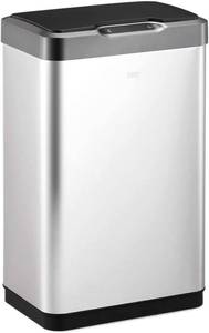 lot 48 image: EKO Mirage-T 50 Liter  13.2 Gallon Touchless Rectangular Motion Sensor Trash Can, Brushed Stainless Steel Finish