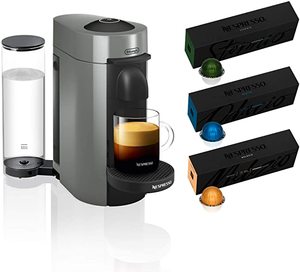lot 68 image: Nespresso VertuoPlus Coffee and Espresso Machine Bundle by DeLonghi with Vertuoline Variety Pack Coffees