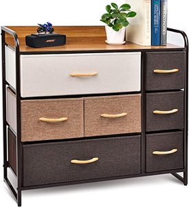 lot 101 image: 7 Drawer Fabric Chest, ExpressoMulti